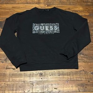 GUESS Big Girls Rhinestone Logo Long Sleeve Sweatshirt